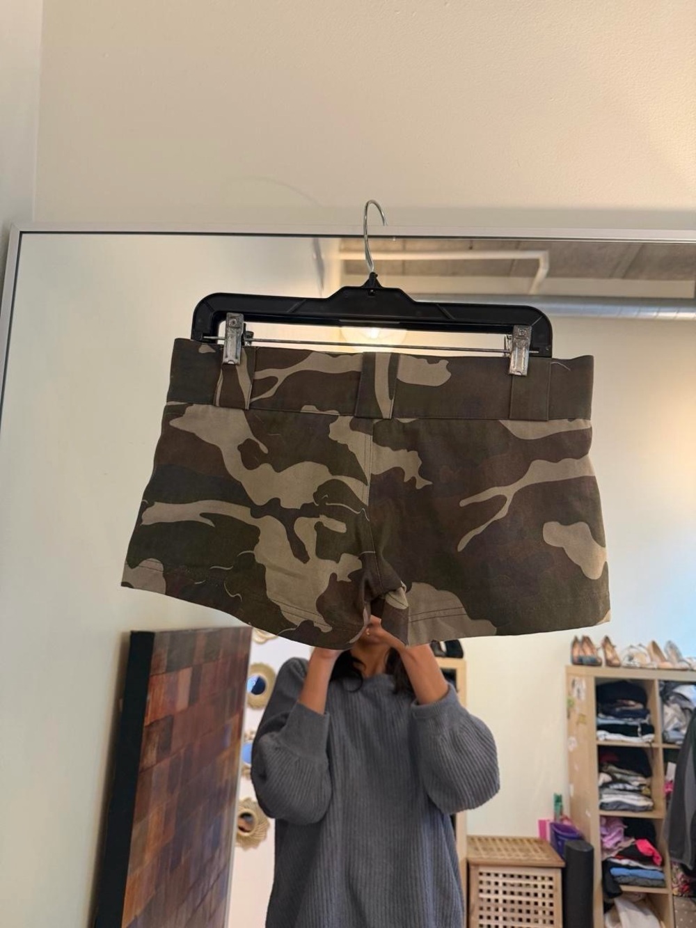 Women’s Camo mini Shorts in Olive Green - Picture 8 of 8